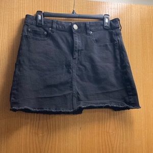 Mid-Rise Black Jean Mini Skirt